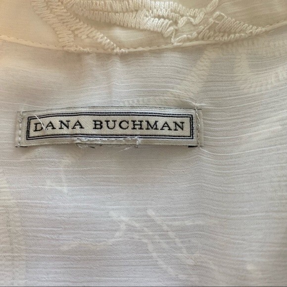 DANA BUCHMAN Embroidered Ivory Lightweight Two Piece Vintage Blouse Size M - Picture 9 of 15